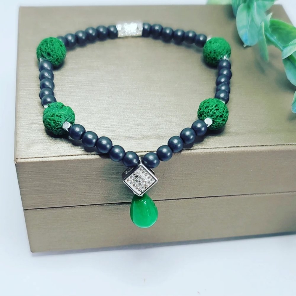Hematite, Green Lava, Malaysian Jade bracelet
